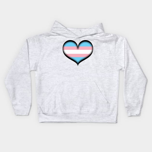 Large Vector Heart in Transgender Pride Flag Colors Kids Hoodie by LiveLoudGraphics